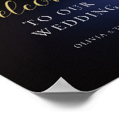 Elegant Modern Moody Black Paarse Floral Wedding Poster (Hoek)