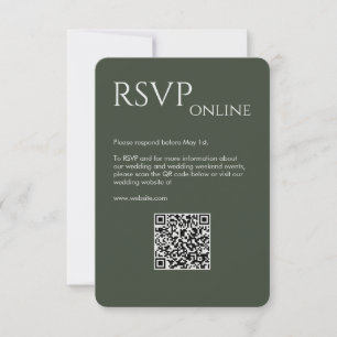 Elegant Modern Mos Groen Bruiloft RSVP Kaartje