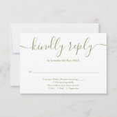 Elegant Modern Moss Green Script RSVP Kaartje (Voorkant)