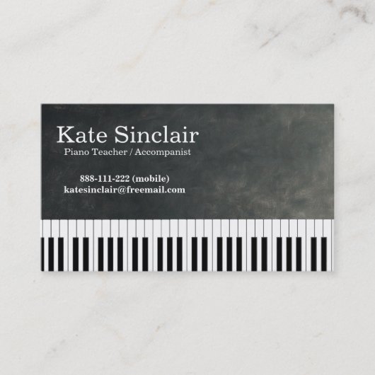 Elegant Modern Music Professional Piano Teacher Visitekaartje (Voorkant)