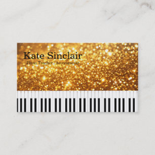 Elegant Modern Music Professional Piano Teacher Visitekaartje