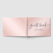 Elegant Modern Navy Blue en Blush Wedding Gastenboek (Volledig)