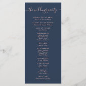 Elegant Modern Navy Blue en Blush Wedding Programma (Achterkant)