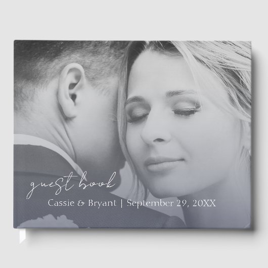 Elegant Modern Navy Blue Fade Wedding Gastenboek (Voorkant)