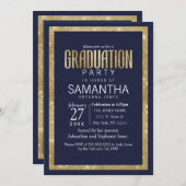 Elegant Modern Navy Blue Gold Sequin Afstuderen Kaart (Voorkant / Achterkant)