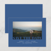 Elegant modern Navy Blue Save the Date Photo (Voorkant / Achterkant)