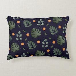 Elegant Modern Navy Botanical Leaf Floral Accent Kussen