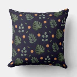 Elegant Modern Navy Botanical Leaf Floral Kussen