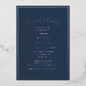 Elegant Modern Navy Silver Brunch en Bubble Folie Uitnodiging (Voorkant)