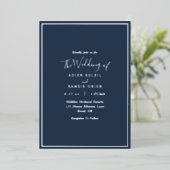 Elegant Modern Navy Silver Wedding Folie Uitnodiging (Staand Voorkant)