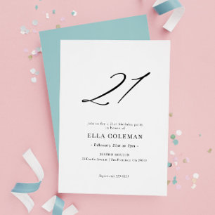 Elegant modern nummer 21st verjaardag kaart
