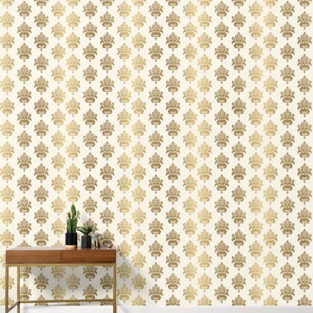 Elegant Modern  Ombre Gold Cream Damask Behang (Hal)