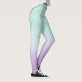 Elegant modern ombre paars & mint glitter marmer leggings (Rechts)