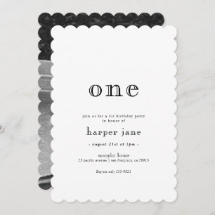 Elegant Modern One 1st Birthday Uitnodiging