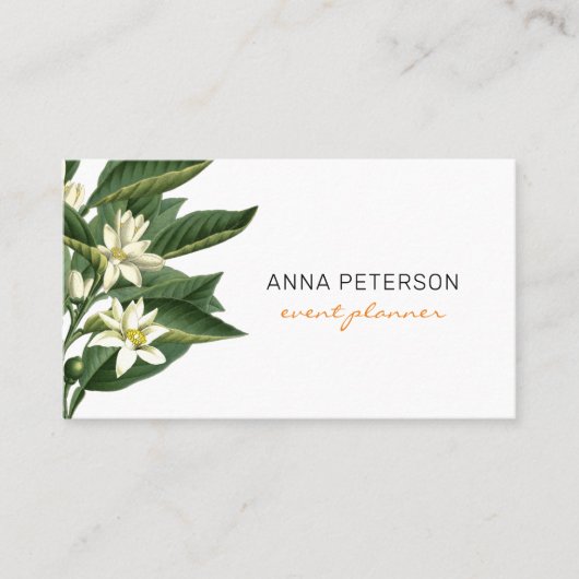 Elegant Modern Oranje fruitbloesems Visitekaartje (Voorkant)