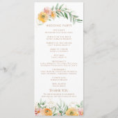 Elegant Modern Oranje geel Waterverf Bloemen Programma (Achterkant)