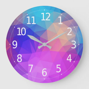 Elegant modern Paars en blauw geometrisch polygons Grote Klok