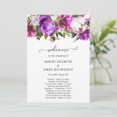 Elegant Modern Paars Floral Wedding Programma (Staand voorkant)