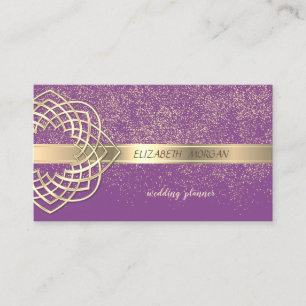 Elegant Modern Paars Gouden Confetti Visitekaartje