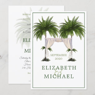 Elegant Modern Palm Jewish Wedding Chuppah Kaart