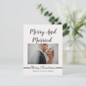 Elegant Modern Pas getrouwd Merry & Elegant Kerstm Feestdagenkaart (Staand voorkant)