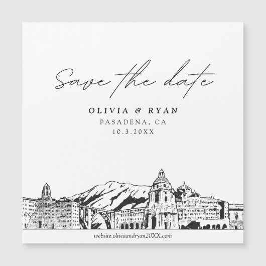 Elegant Modern Pasadena Save the Date Magnet (Voorkant)