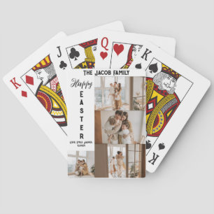 elegant modern Pasen, familie vijf fotocollage Pokerkaarten