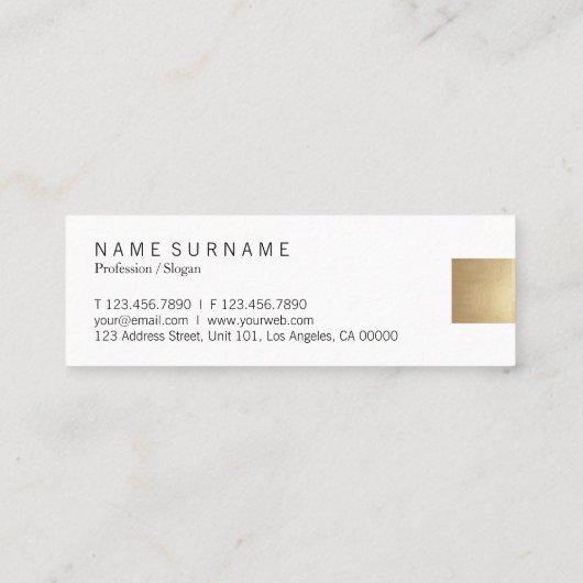 Elegant modern pasta grijs gradiënt gouden accent mini visitekaartje (Achterkant)