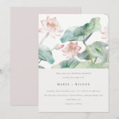 Elegant Modern Pastel Blush Waterlily Wedding Kaart (Voorkant / Achterkant)