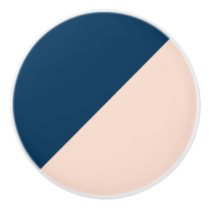 elegant modern pastel peach navy blue kleurenblok keramische knop