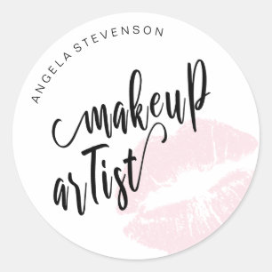Elegant modern pastel roze lippen make-up kunstena ronde sticker