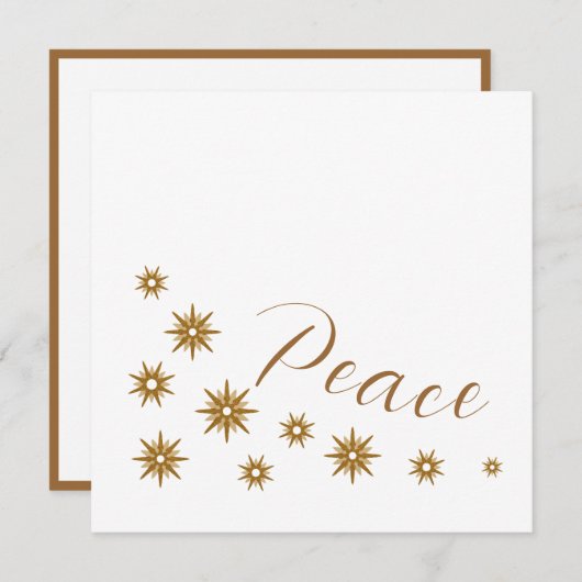 Elegant Modern Peace Gold Star Feestdagenkaart (Voorkant / Achterkant)