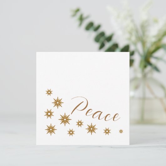 Elegant Modern Peace Gold Star Feestdagenkaart (Staand voorkant)