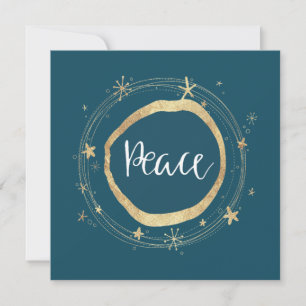Elegant modern Peace Gold Star Holiday-kaart Feestdagenkaart