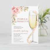 Elegant Modern Pearls en Prosecco Vrijgezellenfees Kaart (Staand voorkant)