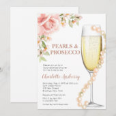 Elegant Modern Pearls en Prosecco Vrijgezellenfees Kaart (Voorkant / Achterkant)