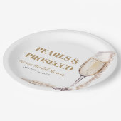 Elegant Modern Pearls en Prosecco Vrijgezellenfees Papieren Bordje (Gekanteld)