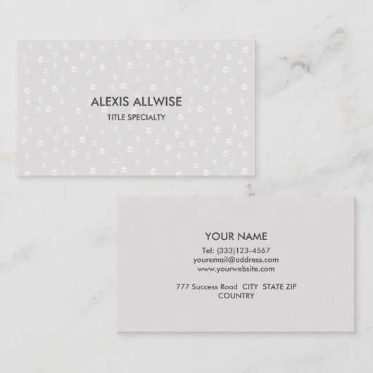 Elegant Modern Pearls op Silver Visitekaartje (Voorkant / Achterkant)