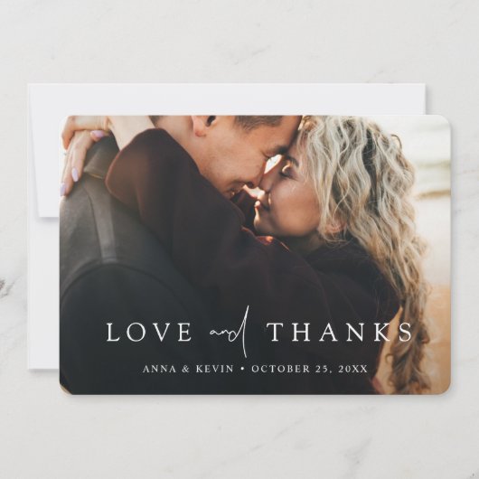 Elegant Modern Persoonlijk Fotohuwelijk Bedankkaart (Voorkant)
