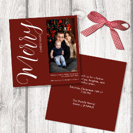 Elegant Modern Photo Holiday Invitation | Merry Kaart