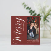 Elegant Modern Photo Holiday Invitation | Merry Kaart (Staand voorkant)