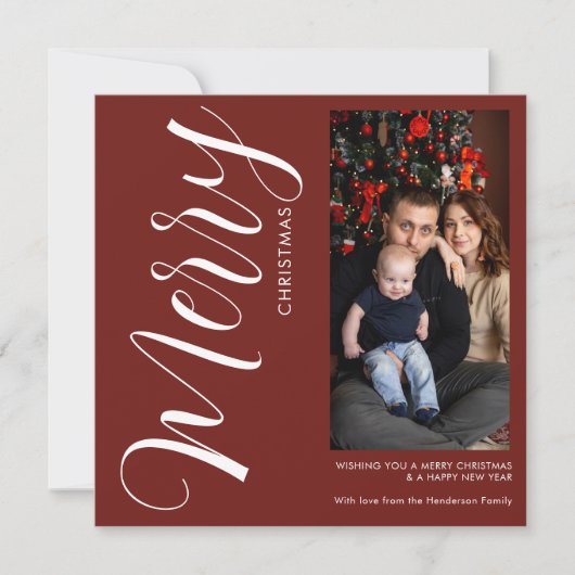 Elegant Modern Photo Holiday Invitation | Merry Kaart (Voorkant)