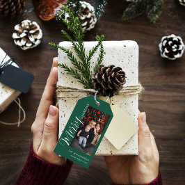 Elegant Modern Photo Holiday Tag |Merry Christmas Cadeaulabel