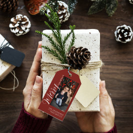 Elegant Modern Photo Holiday Tag |Merry Christmas Cadeaulabel