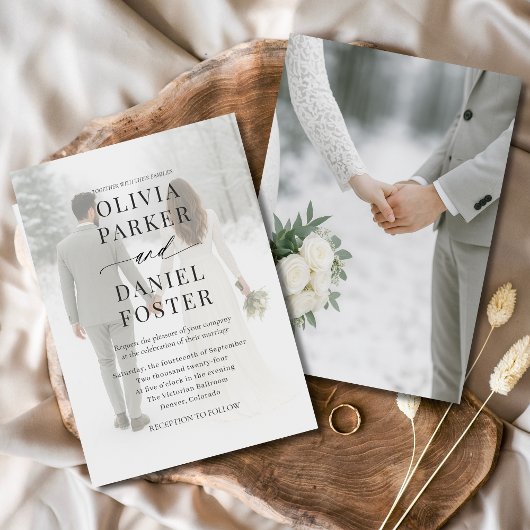 Elegant Modern Photo Overlay Wedding Kaart