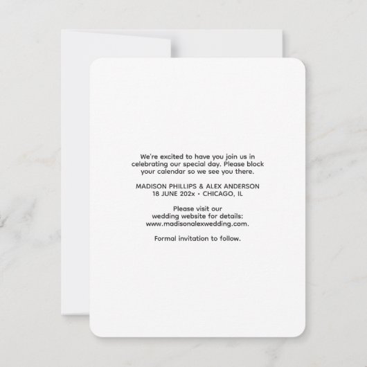 Elegant Modern Photo Save the Date Kaart (Achterkant)