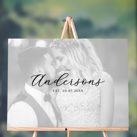 Elegant Modern Photo Wedding Guest Signing Board Acryl Bord (Neutraal)