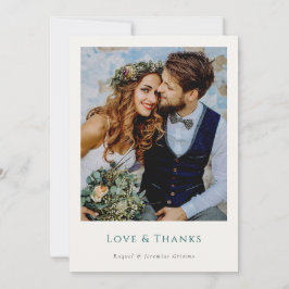 Elegant Modern Photos Script Love & Thanks Wedding Bedankkaart