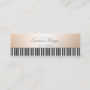 Elegant Modern, Piano Keys, Music Teacher Mini Visitekaartje