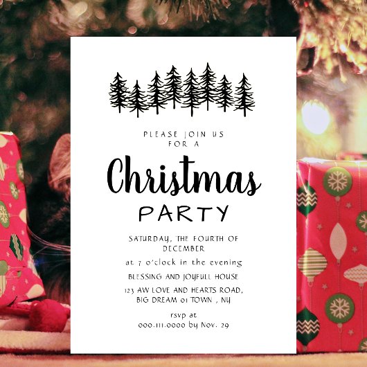 Elegant Modern Pine Forest Christmas Party Kaart